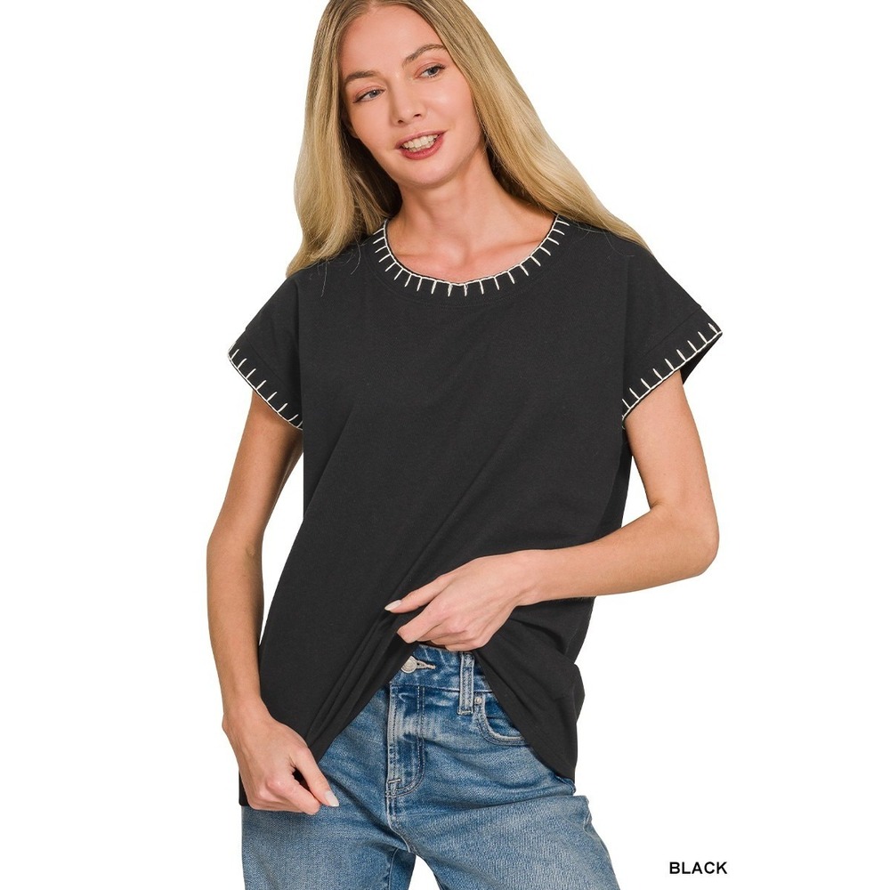 Zenana Stitch Detailed Oversize Top -‎ Small